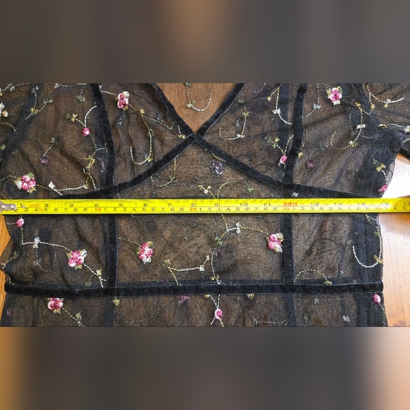 Dance & Marvel Sheer Black Women's Dress With Floral Embroidery Detail. Size M - Picture 5 of 11